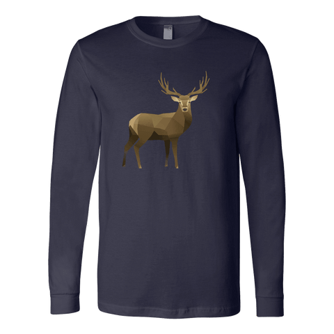 Image of Real Polygonal Deer T-shirt Canvas Long Sleeve Shirt Navy S