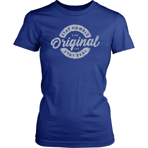 Image of Stay Real, Stay Original Womens T-shirt District Womens Shirt Royal Blue XS