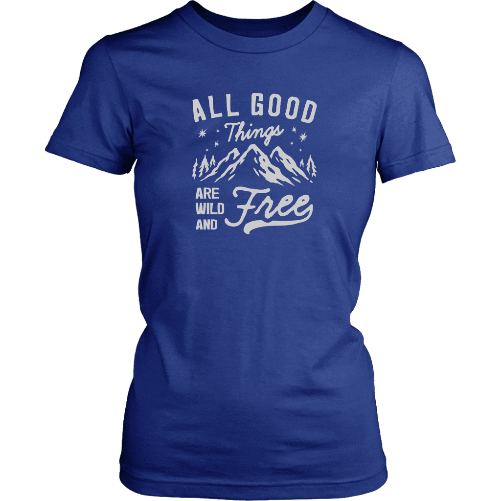 Wild and Free T-shirt District Womens Shirt Royal Blue XS