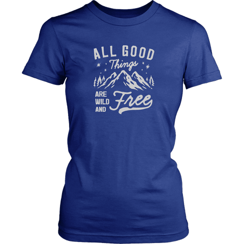 Image of Wild and Free T-shirt District Womens Shirt Royal Blue XS