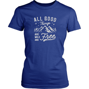 Wild and Free T-shirt District Womens Shirt Royal Blue XS