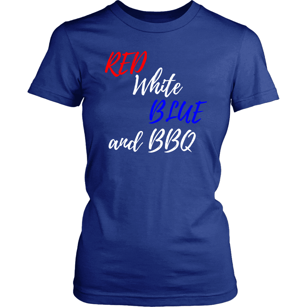 Red White Blue and BBQ T-shirt District Womens Shirt Royal Blue XS