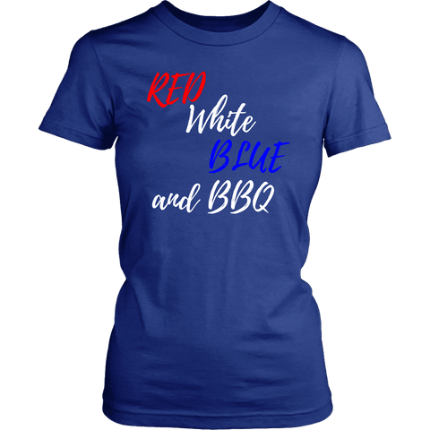 Image of Red White Blue and BBQ T-shirt District Womens Shirt Royal Blue XS