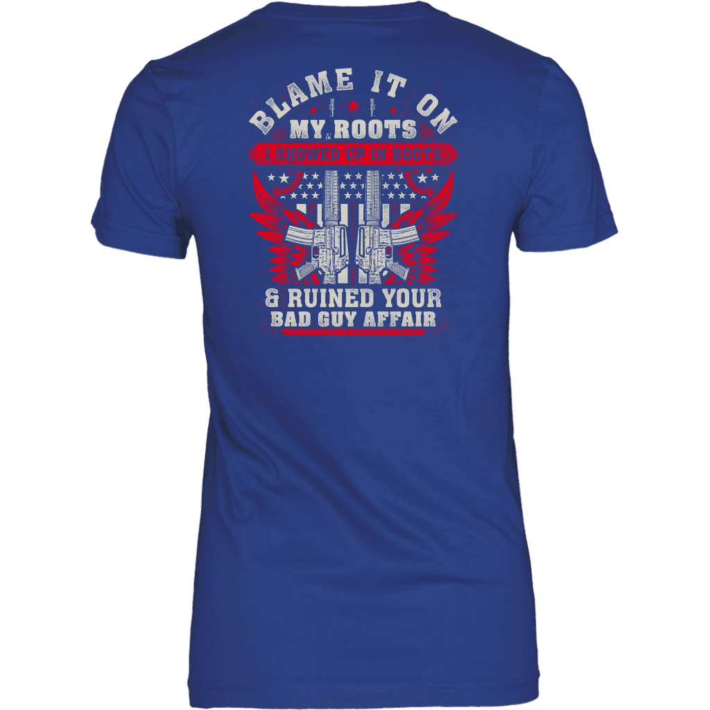 Blame It On My Roots T-shirt District Womens Shirt Royal Blue XS