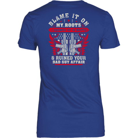 Image of Blame It On My Roots T-shirt District Womens Shirt Royal Blue XS