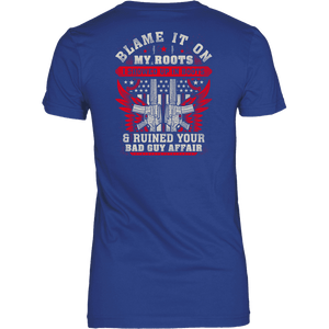 Blame It On My Roots T-shirt District Womens Shirt Royal Blue XS