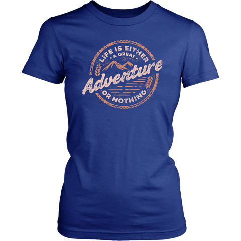 Image of Life Is A Great Adventure T-shirt District Womens Shirt Royal Blue XS