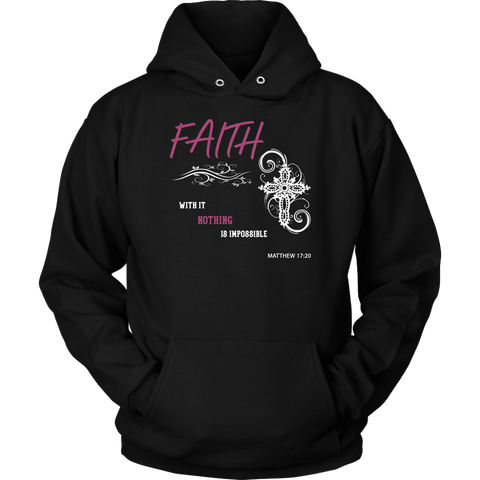 Image of Faith, Matthew 17:20 T-shirt Unisex Hoodie Black S