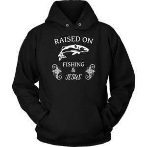 Fishing and Jesus, White T-shirt Unisex Hoodie Black S