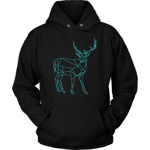 Image of Geometric Deer Womens Shirt T-shirt Unisex Hoodie Black S