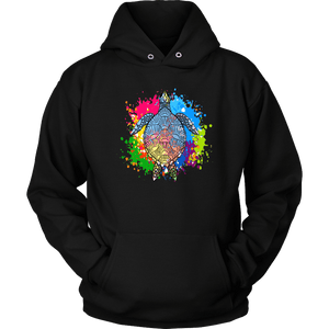 Vibrant Color Splash Sea Turtle T-shirt Unisex Hoodie Black S