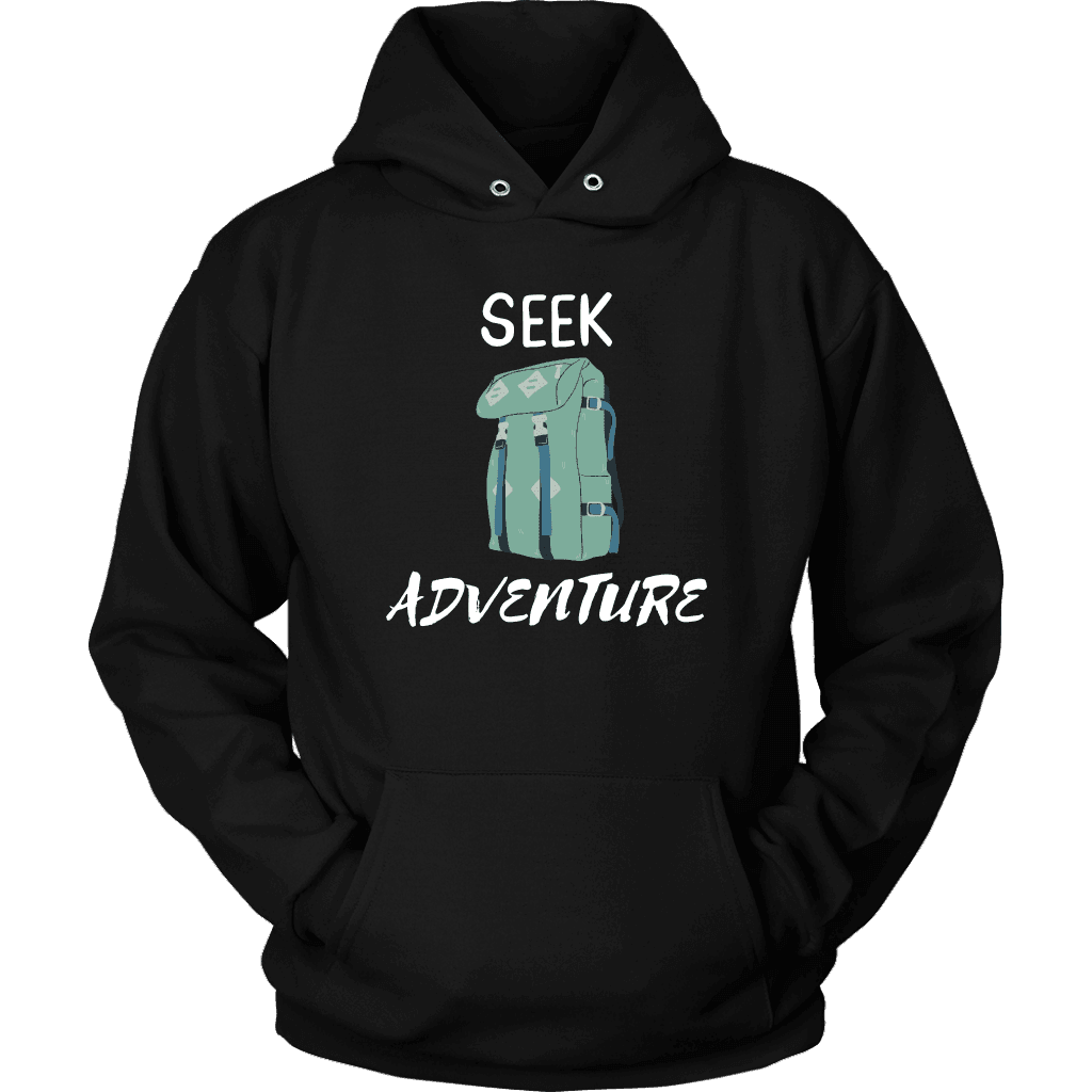 Seek Adventure with Backpack (Mens) T-shirt Unisex Hoodie Black S
