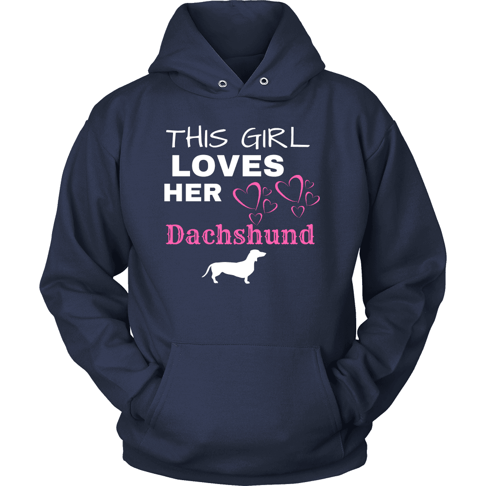 This Girl Loves Her Dachshund T-shirt Unisex Hoodie Navy S