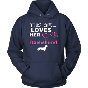 This Girl Loves Her Dachshund T-shirt Unisex Hoodie Navy S