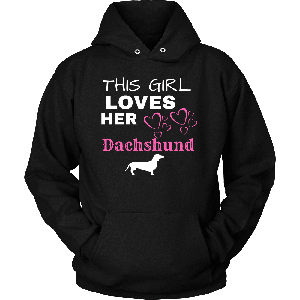 This Girl Loves Her Dachshund T-shirt Unisex Hoodie Black S
