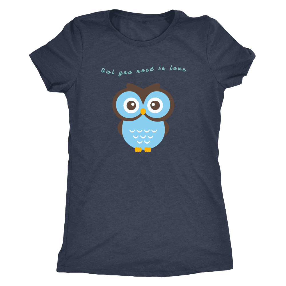 Owl You Need is Love T-shirt Next Level Womens Triblend Vintage Navy S