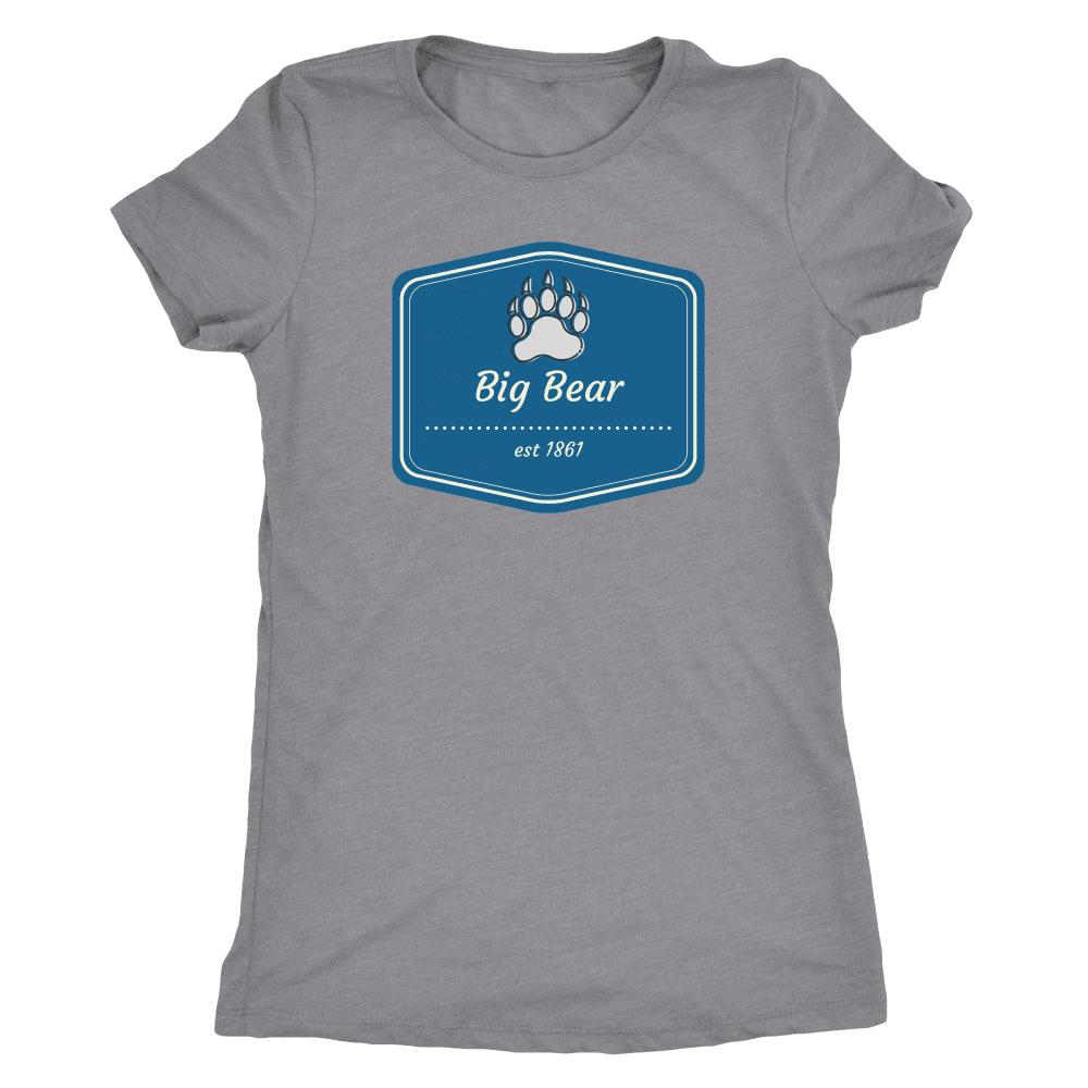 Big Bear Blue Logo T-shirt Next Level Womens Triblend Heather Grey S