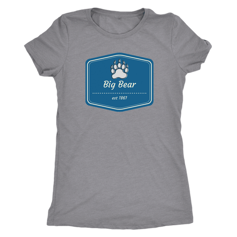 Image of Big Bear Blue Logo T-shirt Next Level Womens Triblend Heather Grey S