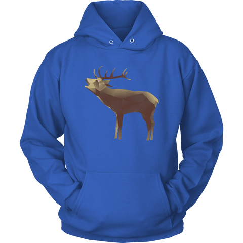 Image of Large Polygonaly Deer T-shirt Unisex Hoodie Royal Blue S