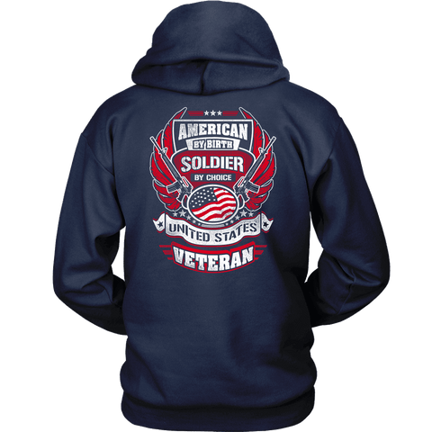 Image of American by Birth, Soldier by Choice T-shirt Unisex Hoodie Navy S