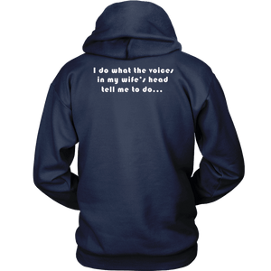 Voices in Her Head | White Print T-shirt Unisex Hoodie Navy S