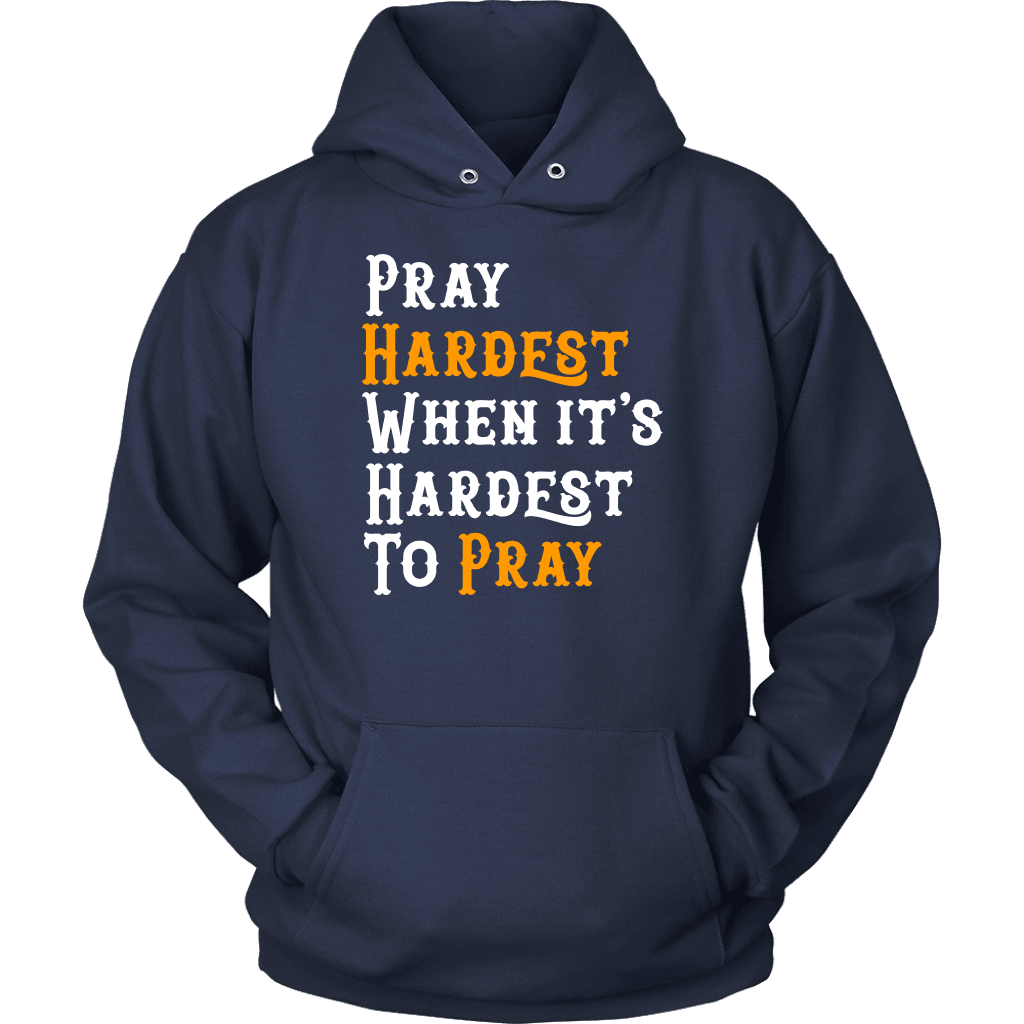 Pray Hard T-shirt Unisex Hoodie Navy S