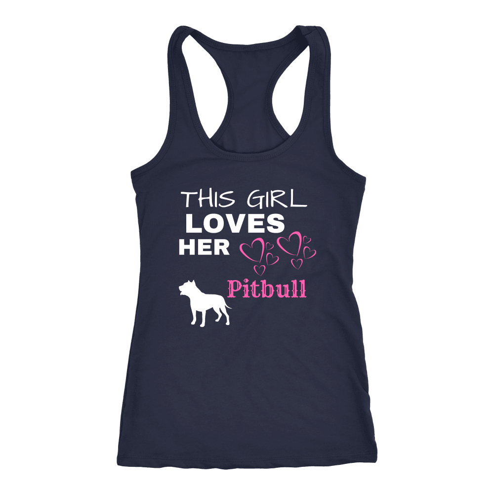 This Girl Loves Her Pitbull T-shirt Next Level Racerback Tank Navy XS