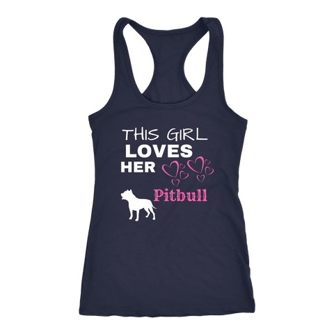 Image of This Girl Loves Her Pitbull T-shirt Next Level Racerback Tank Navy XS