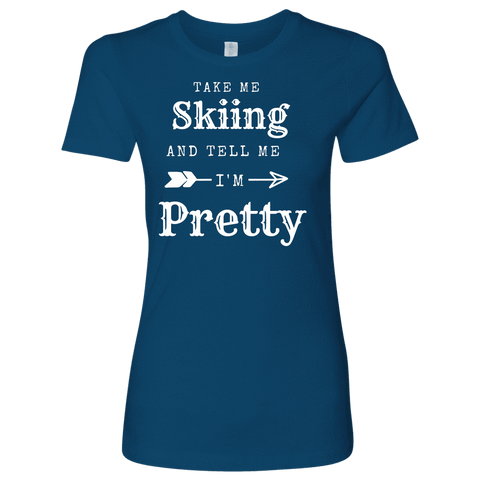 Image of Take Me Skiing T-shirt Next Level Womens Shirt Cool Blue S