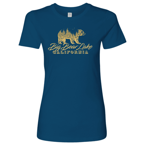 Image of Big Bear Lake California V.2, Womens, Gold T-shirt Next Level Womens Shirt Cool Blue S