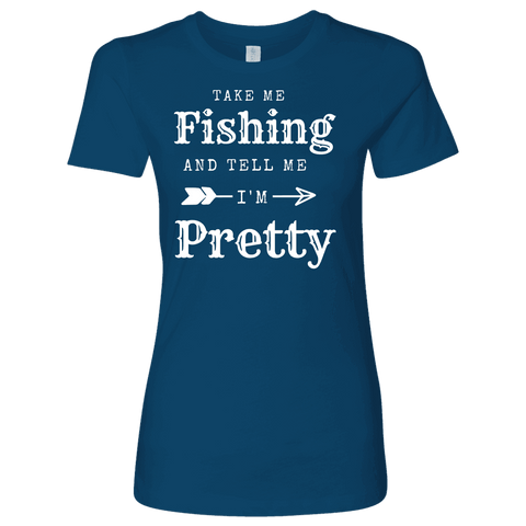 Image of Take Me Fishing T-shirt Next Level Womens Shirt Cool Blue S
