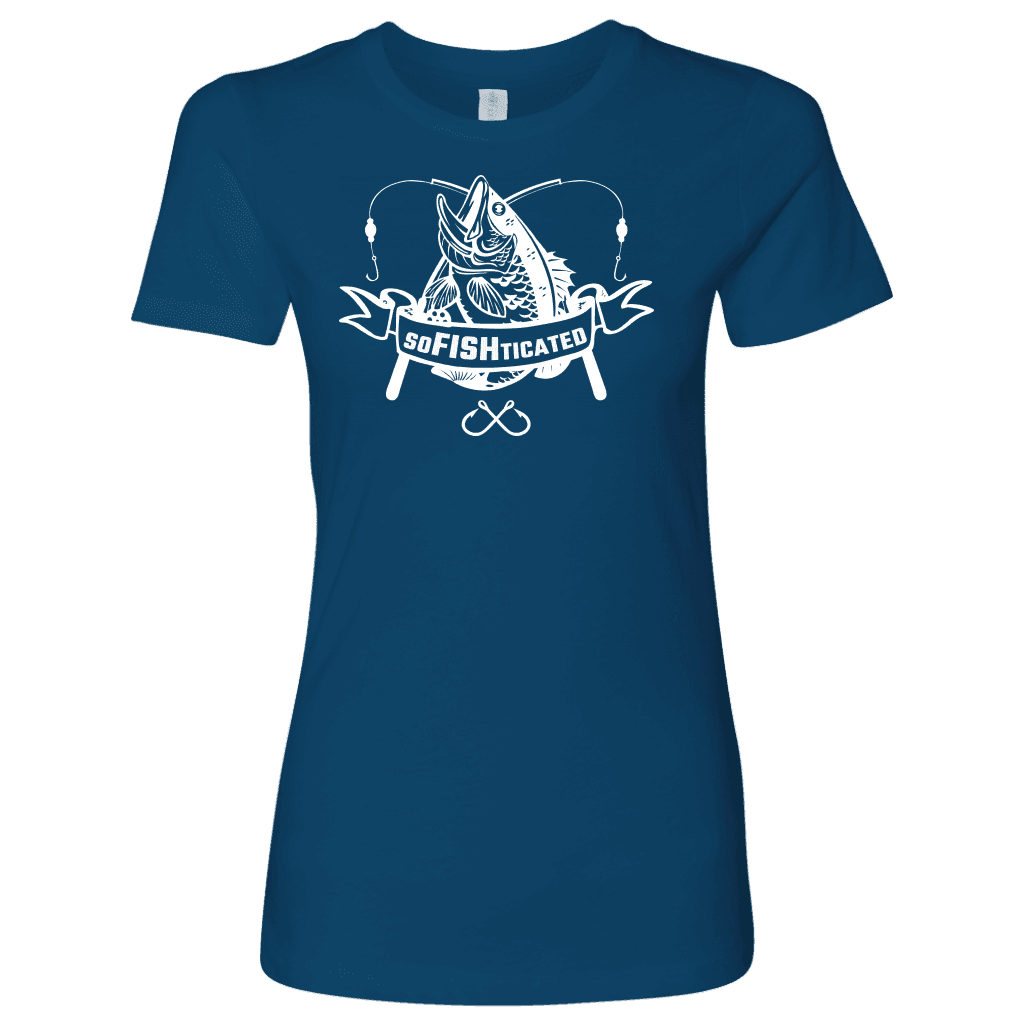 soFISHticated Womens White T-shirt Next Level Womens Shirt Cool Blue S