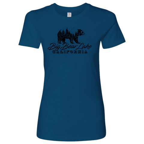 Image of Big Bear Lake California V.2, Womens, Black T-shirt Next Level Womens Shirt Cool Blue S