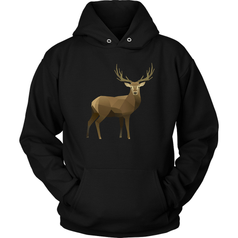Image of Real Polygonal Deer T-shirt Unisex Hoodie Black S