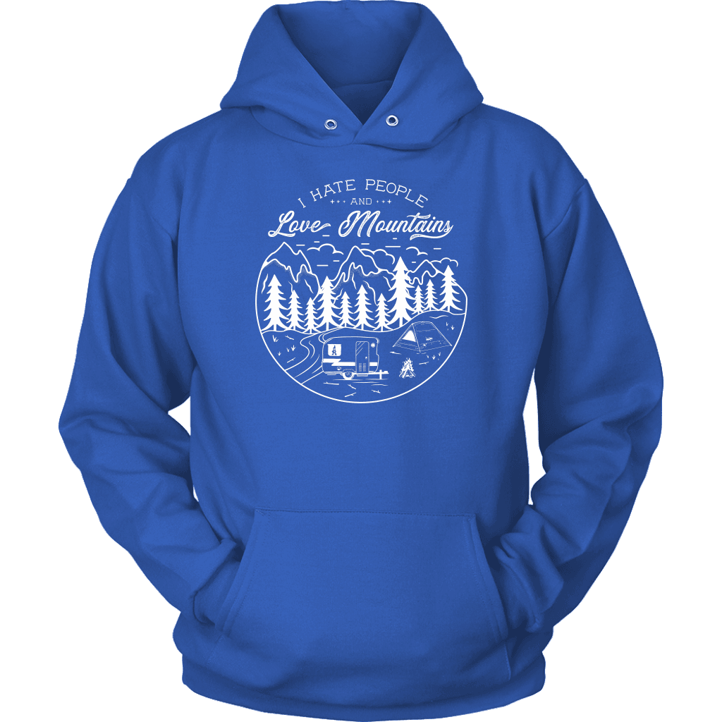 Hate Peeps, Love Mountains T-shirt Unisex Hoodie Royal Blue S