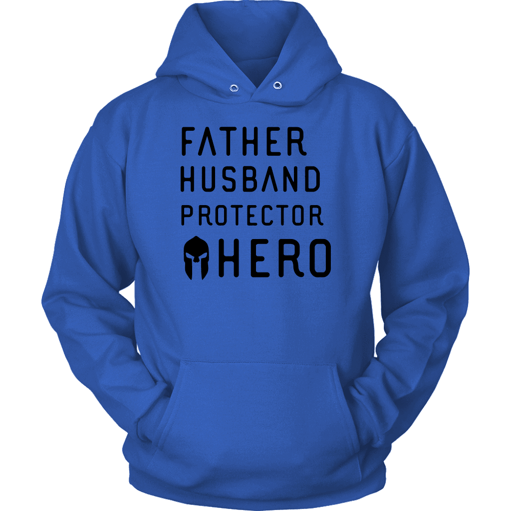 Father Husband Protector Hero Spartan Black T-shirt Unisex Hoodie Royal Blue S
