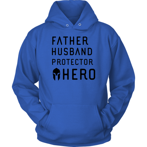 Image of Father Husband Protector Hero Spartan Black T-shirt Unisex Hoodie Royal Blue S