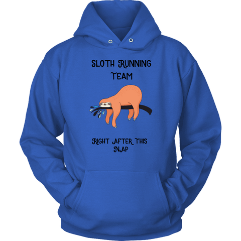 Image of Sloth Running Team T-shirt Unisex Hoodie Royal Blue S