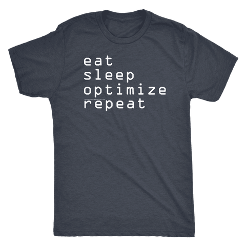 Image of eat, sleep, optimize, repeat T-shirt Next Level Mens Triblend Vintage Navy S