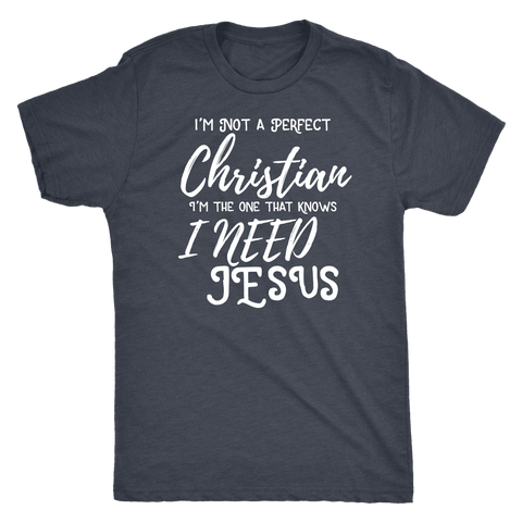 Image of Not A Perfect Christian, Shirts T-shirt Next Level Mens Triblend Vintage Navy S