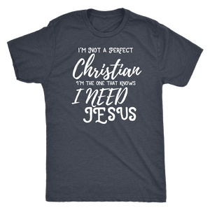 Not A Perfect Christian, Shirts T-shirt Next Level Mens Triblend Vintage Navy S