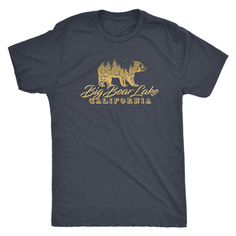 Image of Big Bear Lake California V.2, Mens, Gold T-shirt Next Level Mens Triblend Vintage Navy S