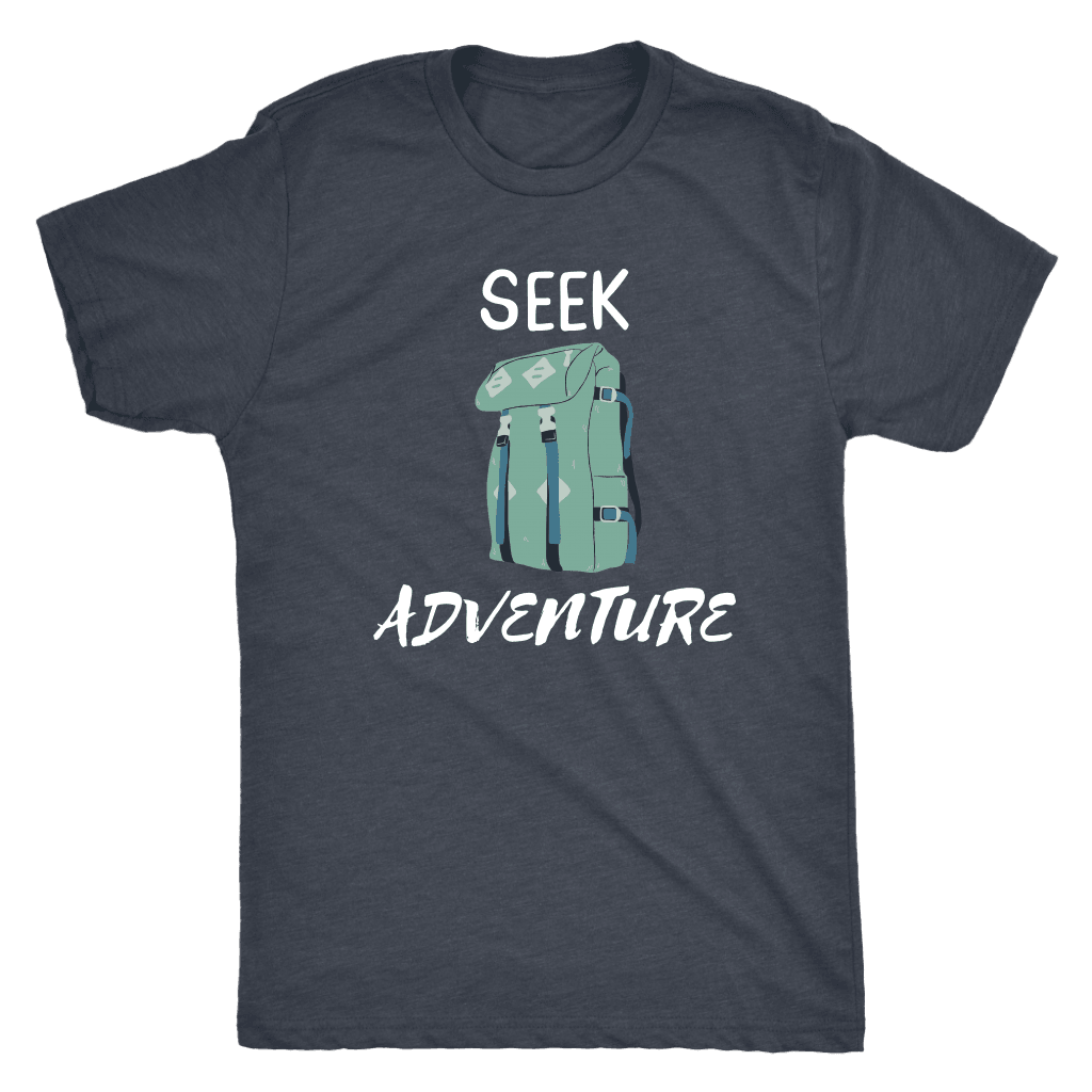 Seek Adventure with Backpack (Mens) T-shirt Next Level Mens Triblend Vintage Navy S