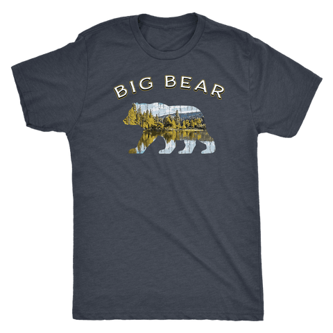 Image of Big Bear V.1 Men's Shirts T-shirt Next Level Mens Triblend Vintage Navy S