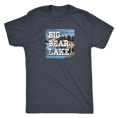 Image of Big Bear Lake V.1, Men's Shirts T-shirt Next Level Mens Triblend Vintage Navy S