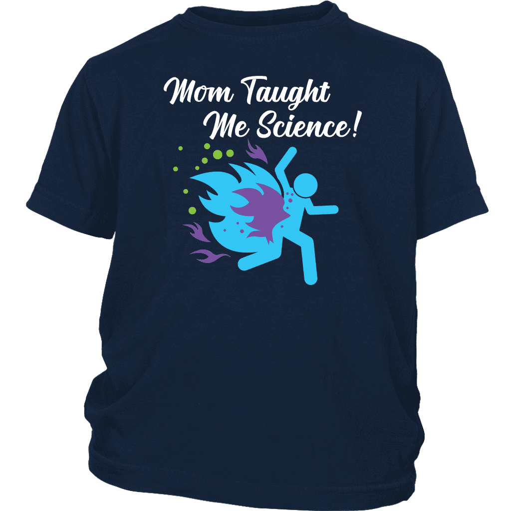 Funny "Mom Taught Me Science" Kids T-Shirts T-shirt District Youth Shirt Navy XS