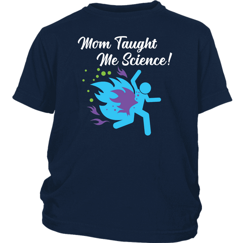 Image of Funny "Mom Taught Me Science" Kids T-Shirts T-shirt District Youth Shirt Navy XS