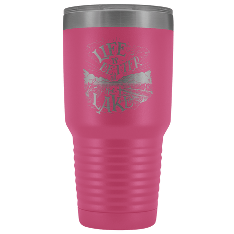 Image of Life is Better at the Lake | 30 oz. tumbler Tumblers Pink 