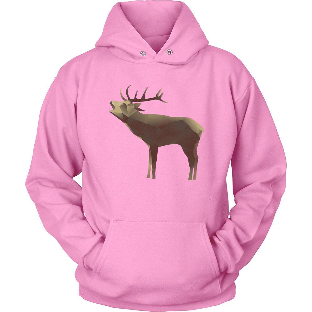 Large Polygonaly Deer T-shirt Unisex Hoodie Pink S