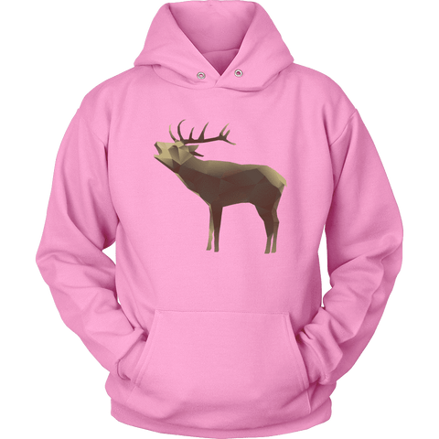Image of Large Polygonaly Deer T-shirt Unisex Hoodie Pink S